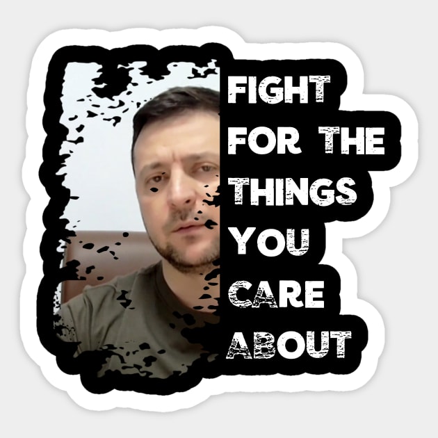 Fight For Ukraine Patriot Zelensky Distressed Soldier Sticker by Little Duck Designs